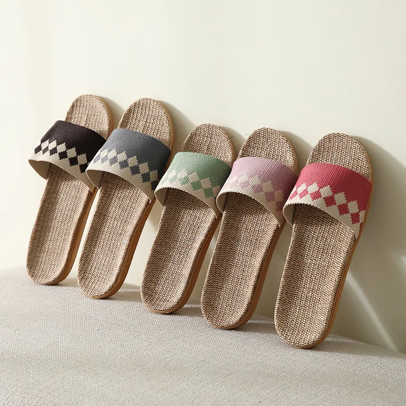 

Home Indoor Non-slip Couple Home Furnishing Wood Flooring Household Warm Cotton Linen Slippers, 3 colors