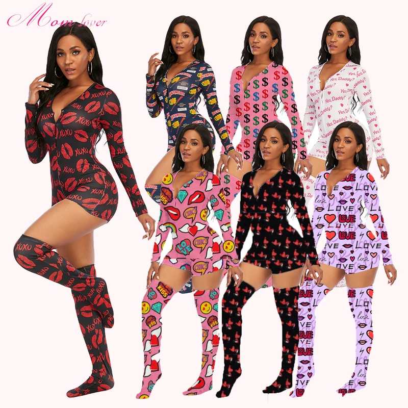 

Fashion Sexy onesis sleep wear adult onesie pajama women 2 piece onesie with matching socks, As picture, welcome to customize