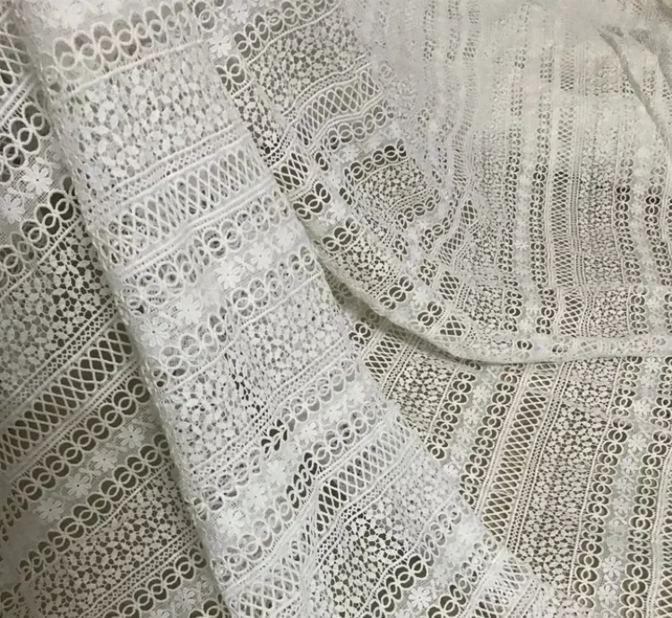 

High Quality Chemical Embroidery Lace Fabric For Bridal, White;accept customized color