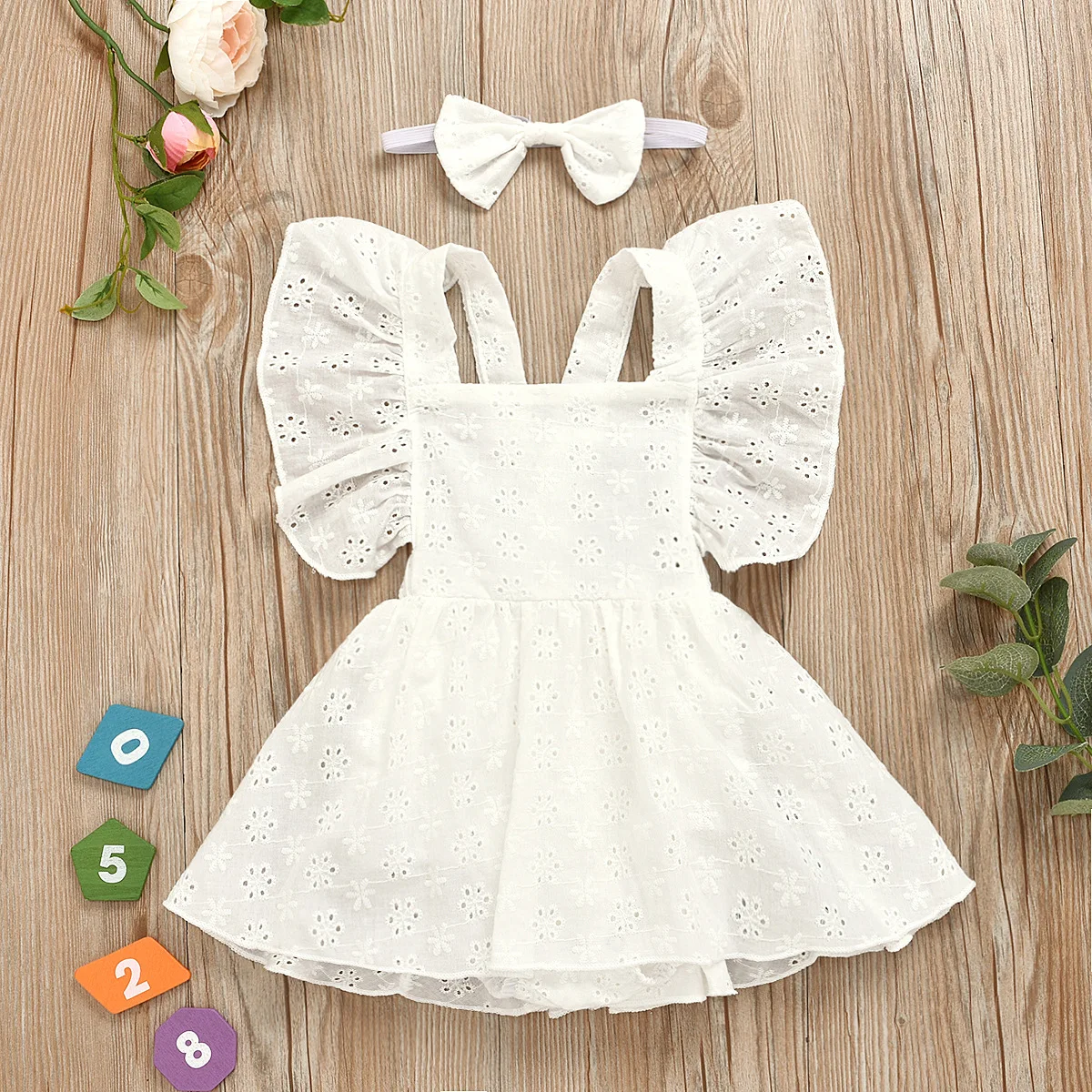 

Fashion Summer Sleeveless Baby Dress Girls Solid Lace Bow-knot Princess baby girl dresses, White