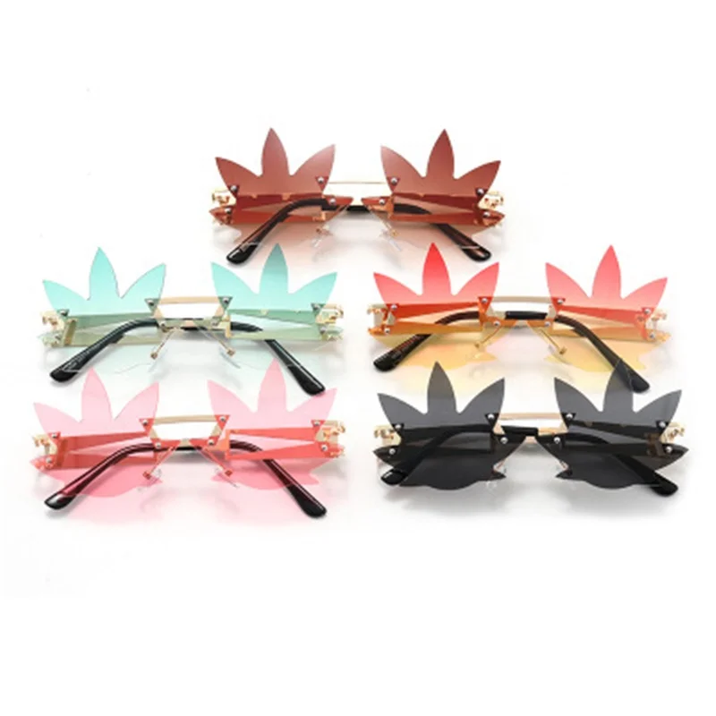 

Maple Leaf Color Shape Women Fashion Shades Sunglasses, 5 colors