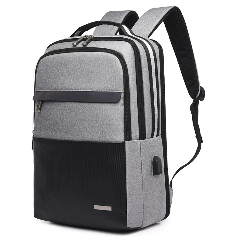 

Large Waterproof Business Men Computer Laptop Backpack with USB Charging Port School Bags, Black,blue, gray, dark gray