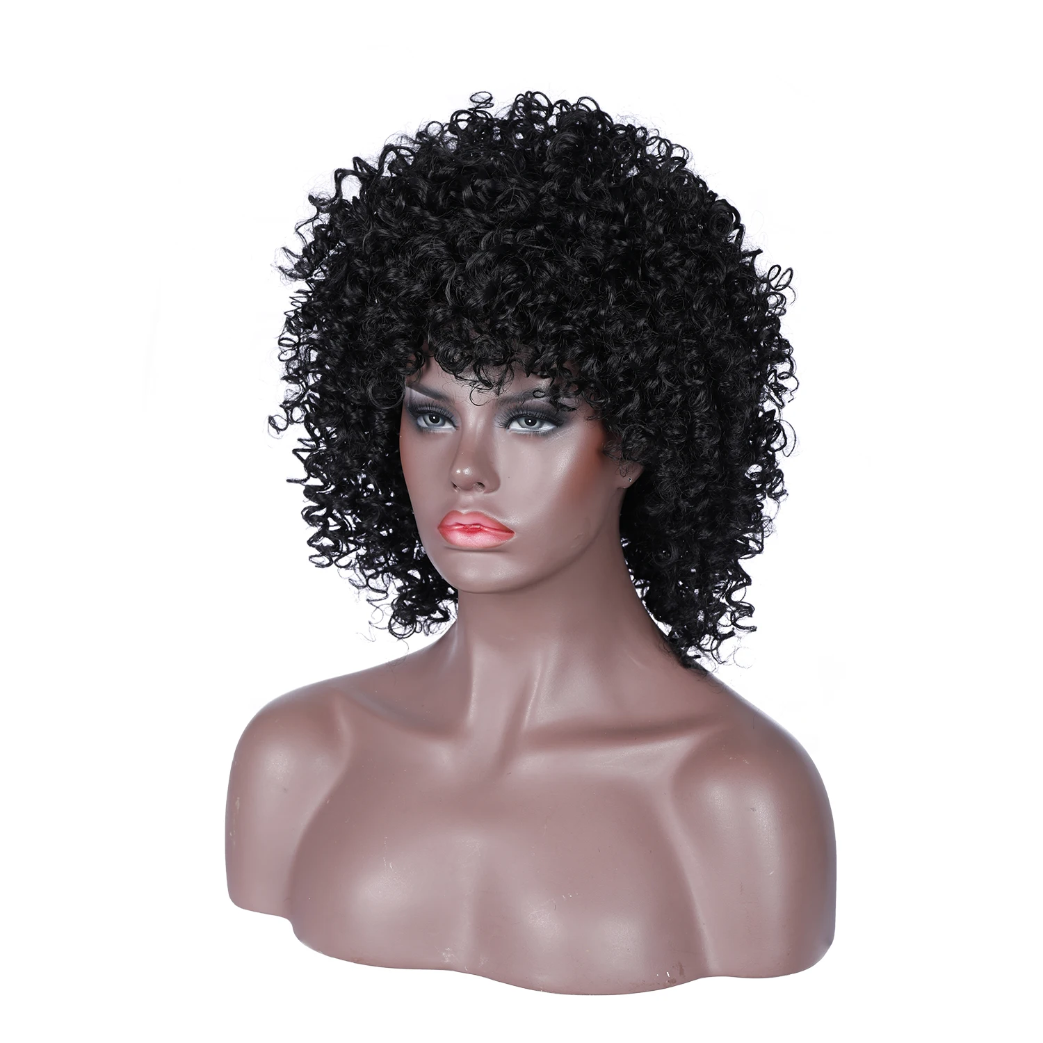 

Wholesale afro wigs booming african curly short black curly wig synthetic fiber