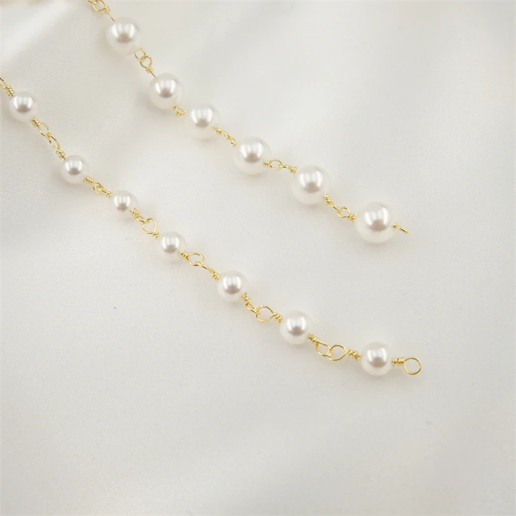 

High quality jewllery wholesale chains Golden women necklace accessories jewelry Copper plated 18K gold pearl chain