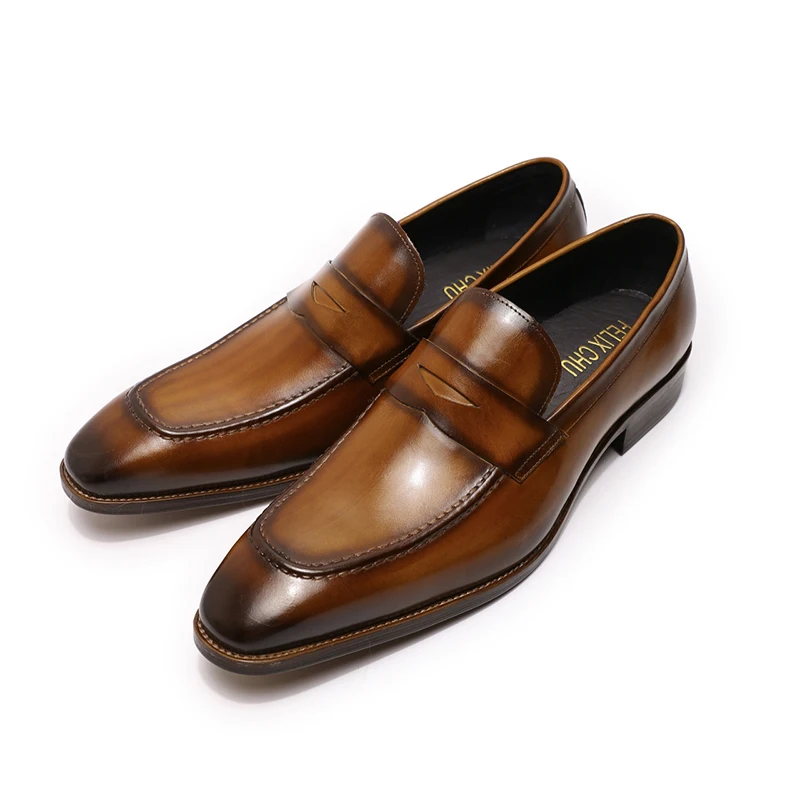 

OEM Penny Loafers Casual Shoes Genuine Leather Men Brown Slip On Driving Shoes, Black, brown or customize