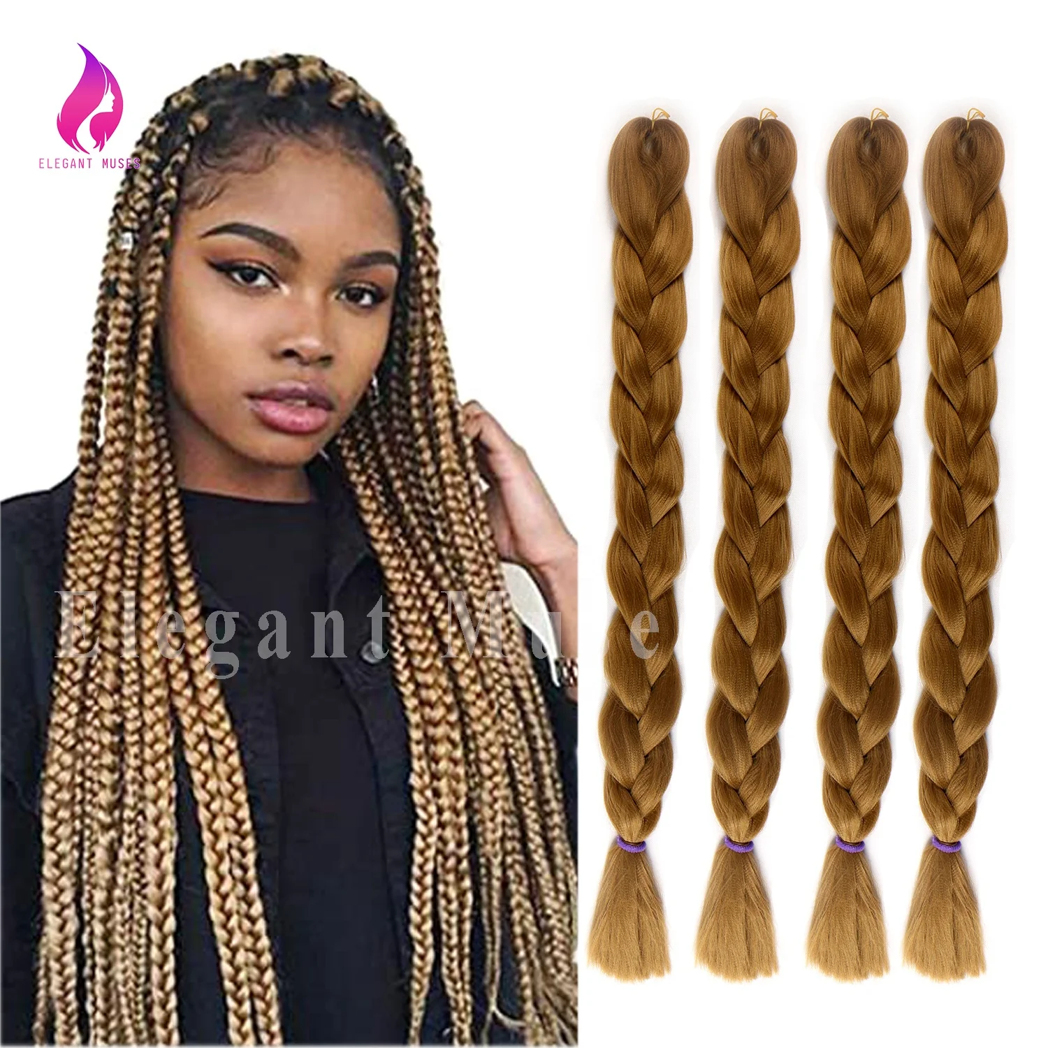 

X P  jumbo Yaki braids expression pre stretched braiding hair xpression braids for african hair, Pure color