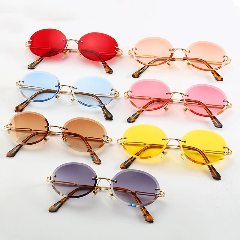 

Oval Sunglasses Manufacturer Designer Frameless Sunglasses Men Lentes De Sol Fashion Rimless Vintage Sunglasses Women, Custom colors