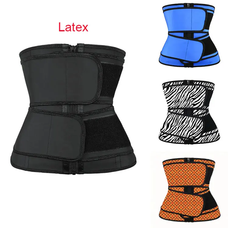 

Dropshipping Waist Trainer Latex 2021 Quality Zipper Belt Waist Trainer Corset Girdle Faja Women Cincher Waist Shapers Shapewear, As shown