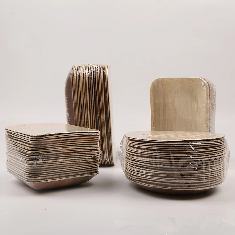 25pcs biodegradable square disposable palm leaf plates disposable plates made of palm leaves