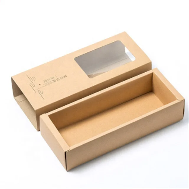 
Wholesale Custom Outer CMYK Printing 350gsm Kraft Paper Gift Tea Paper Packing Inner Size 17*5*7cm Drawer Box With PVC window  (62094327008)
