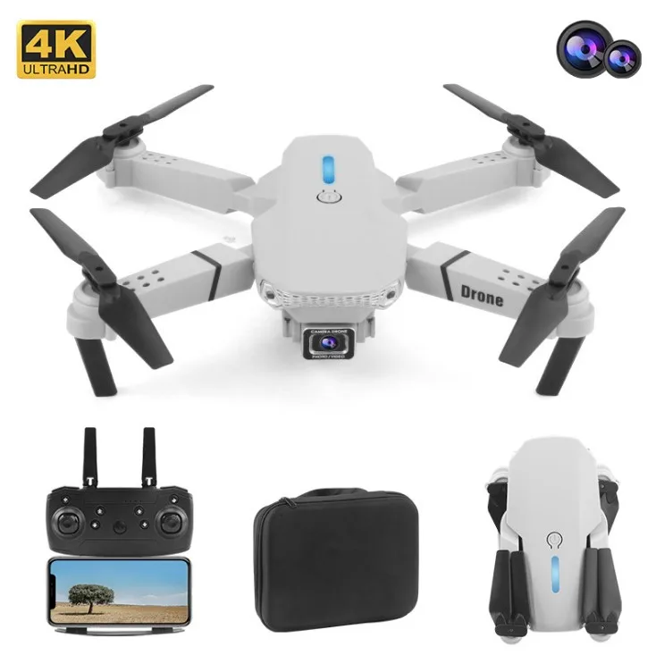 

New Quadcopter WIFI FPV Drone With Wide Angle Height Hold RC Foldable Quadcopter E525 RC drone Dron Gift Toy, Black white