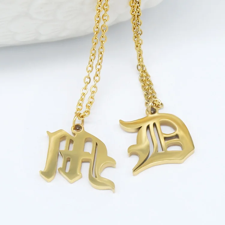 

Old English Necklace for Women Charm Custom Capital Initial A-Z Letter Beauty Vintage Font Personalized Pendant Necklace Jewelry