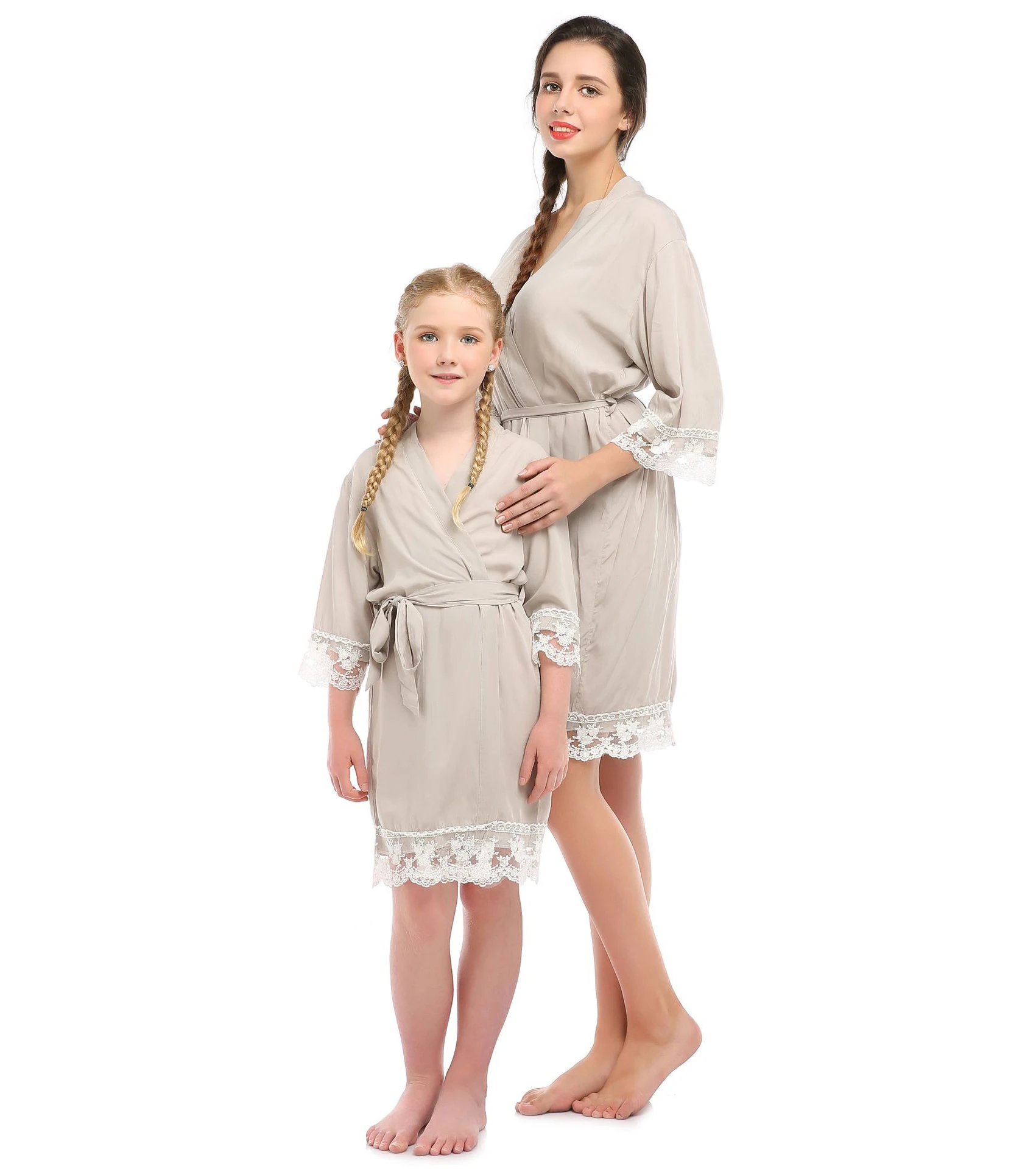 

PANEW1501 High quality custom bathroom 8 colors solid cotton lace bath robe for kids