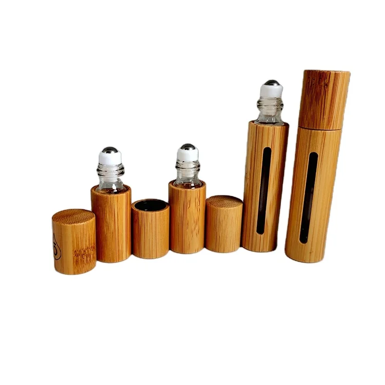 

Wholesales 5ml 10ml 20ml 30ml glass roll-on bottle with bamboo outside, Customized