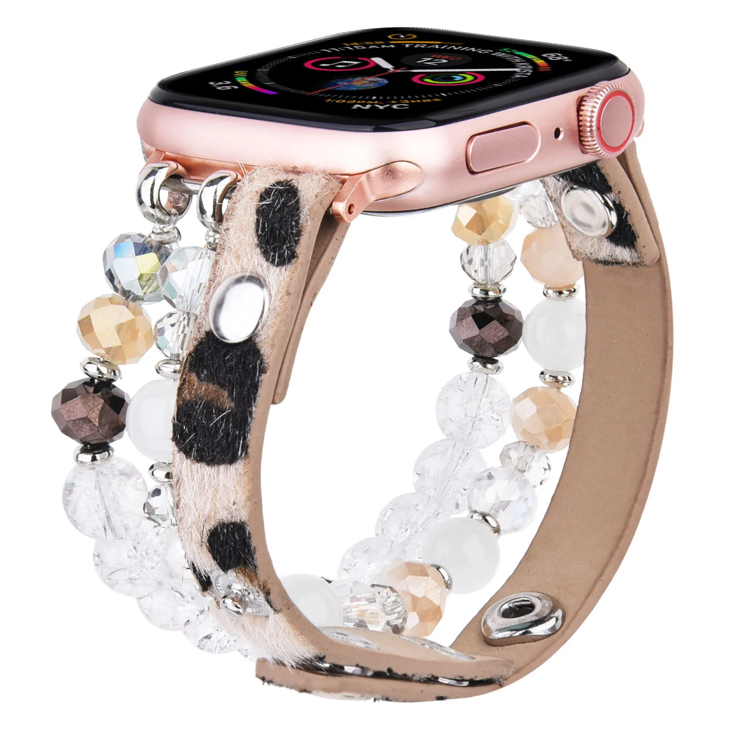 

New Model Fashion Design Beads Watch Strap for Iwatch Series 5/4/3/2/1, Ladies PU leather Watch Band for apple watch 38mm42mm, Various colors