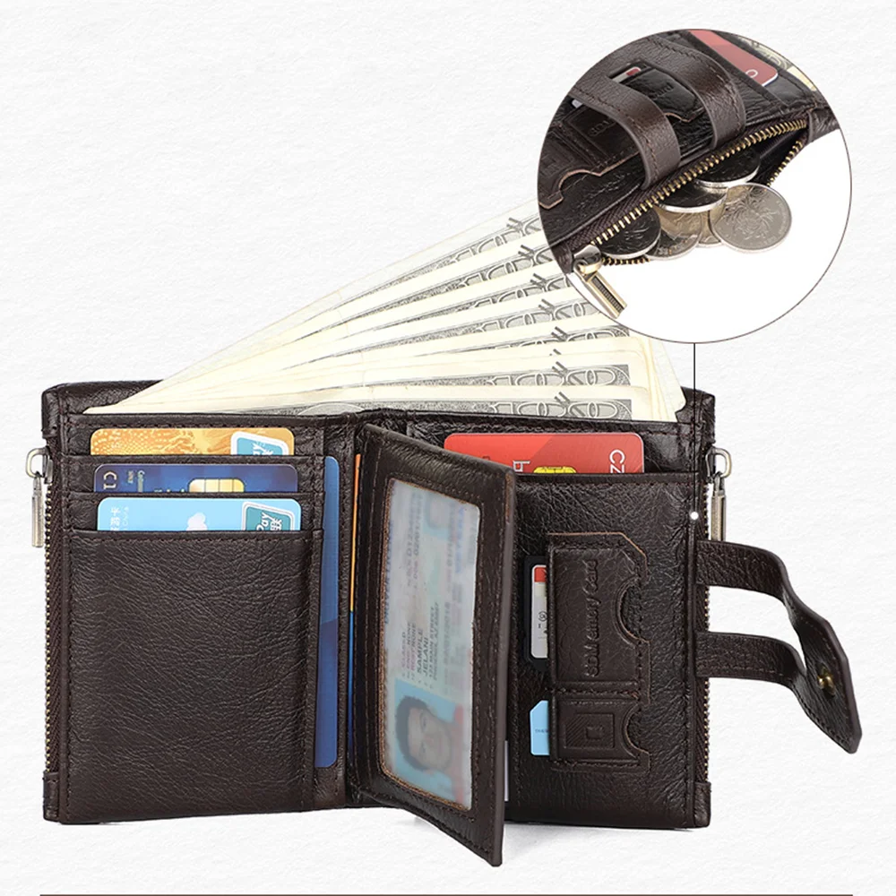 

Other Boy Mens Short Wallets Multifunction Purse Genuine Leather Small Man Wallets Holders