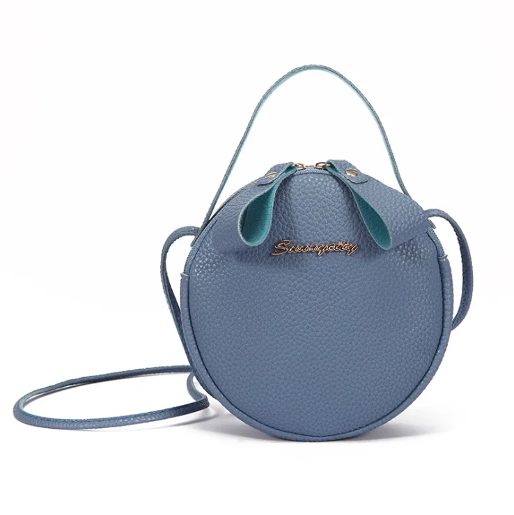 

Factory direct sales 2021 women litchi pattern portable small round bag popular pu leather Crossbody shoulder bag, Customizable