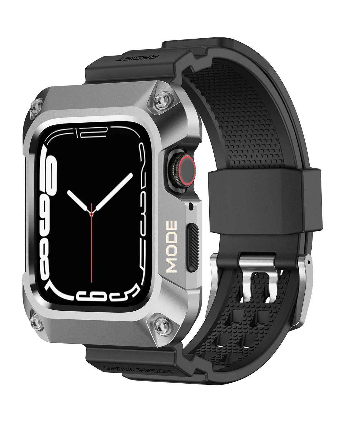 

luxury Stainless Steel Watch Case + Silicone Strap for Apple Watch Band 44mm 45mm Modification Kit for IWatch Series 7 6
