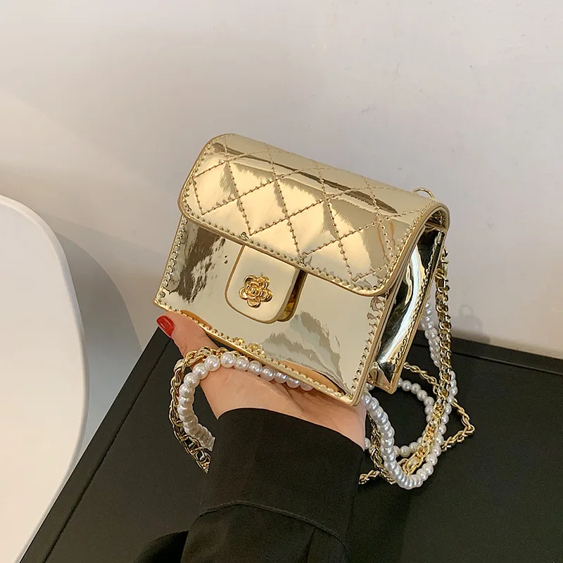 

Small Bag Female Summer All-match Pearl Chain Messenger Square Bag Mini Coin Purse