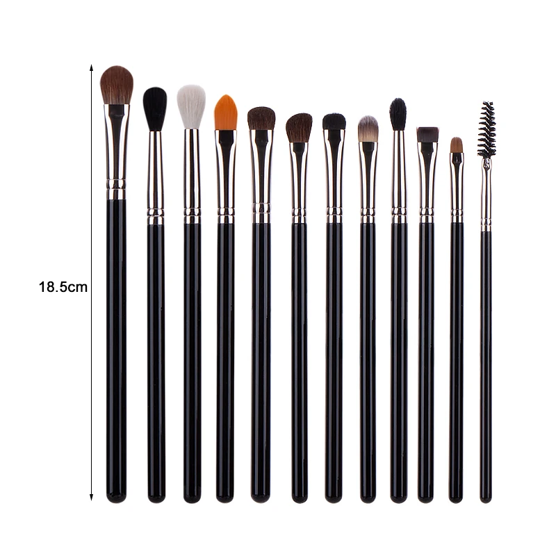 

Private Label Women Maquillaje Cosmetic Products 12pcs Black Makeup Brush Set for Eyes, Customized color accepted
