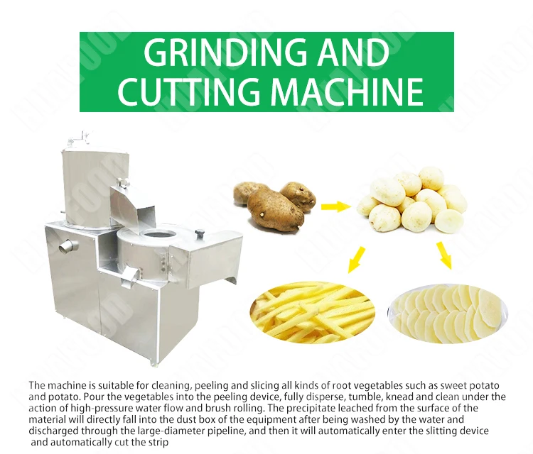 Automatic Potato Peeling & Cutting machine/Potato Chips Slicing Machine