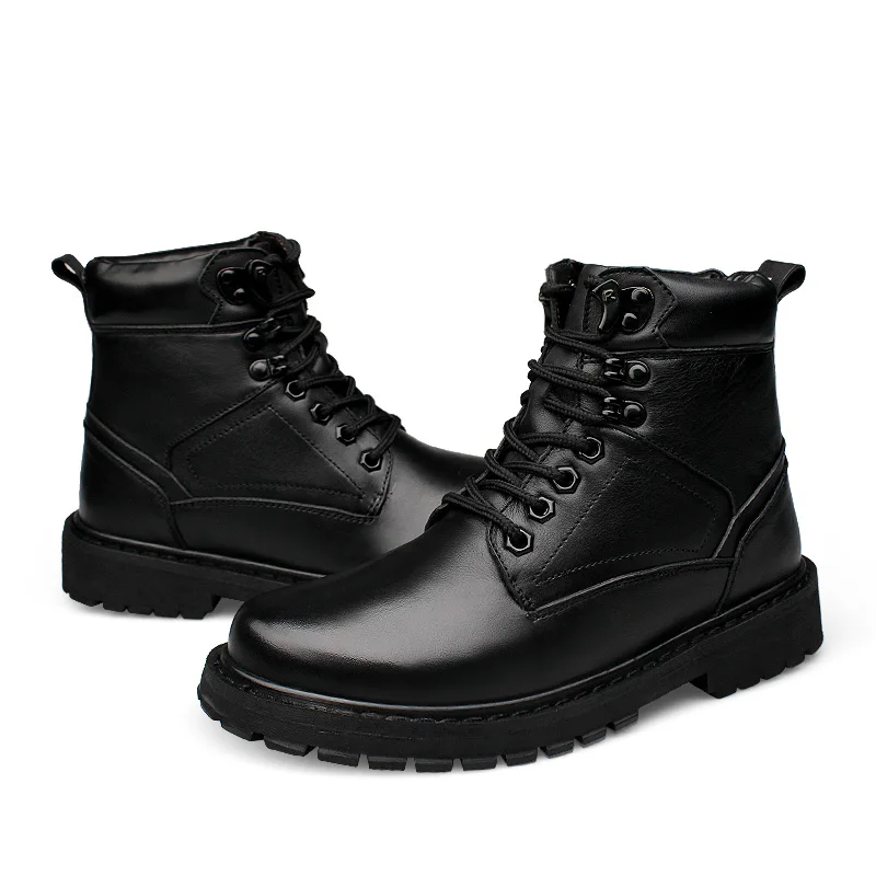 

Men Genuine Leather Military Hiking Army Boots Tactical, Black or as your request