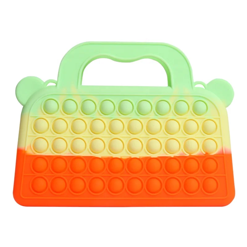 

New Silicone Bag Reliever Stress POP Handbag Push Bubble Pop Sensory Fidget Totes Shoulder sling mini bag for kids, Colorful