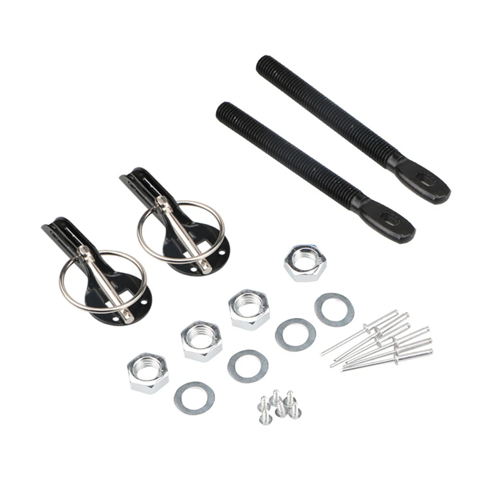 

universal Sport Alloy Black aluminum mount bonnet for mustang hood pin lock