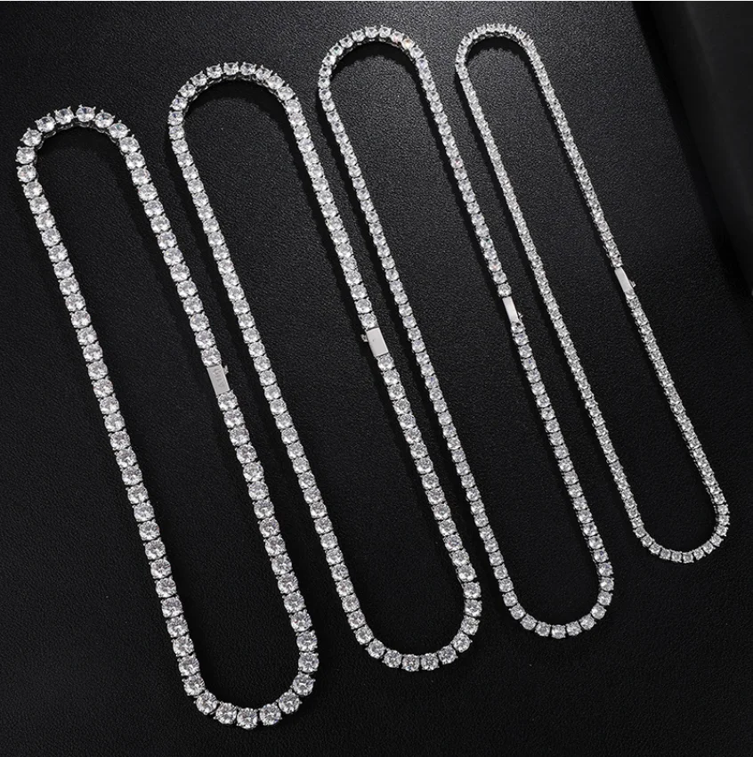 

Custom Iced Out White Gold Mossinate Diamond vvs Tennis Link Chain Mens Necklace