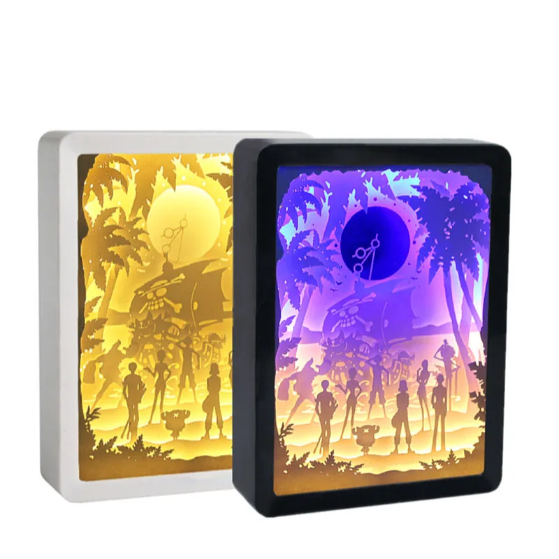 

Time Slow 3D LED Light Shadow Creative Diy TSG01 Personaliy Anime Traditional Handmade Home Decoration Paper Carving Fram, Black, white