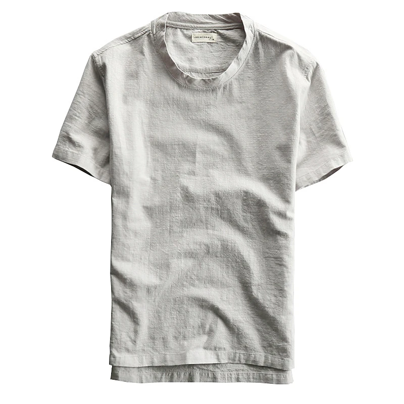 

2021 Summer Chinese Style Eco-friendly Men's 95% Linen T shirt Casual Thin Breathable Cool Youth Cotton Hemp T Shirts, Customized colors