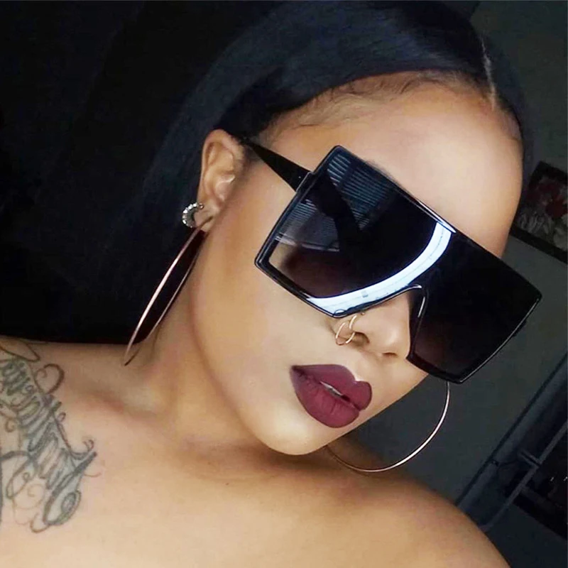 

2021 Super hot Eyewear Fashion Brand Designer flat top women Sun glasses Big Square Oversized Shades Sunglasses