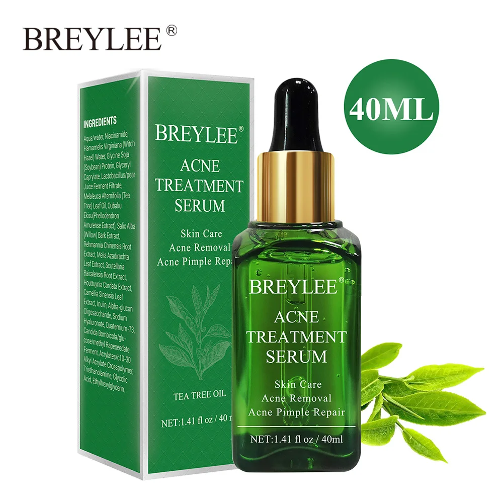 

BREYLEE tea tree anti acne serum skin care acne treatment serum 40ml free shipping