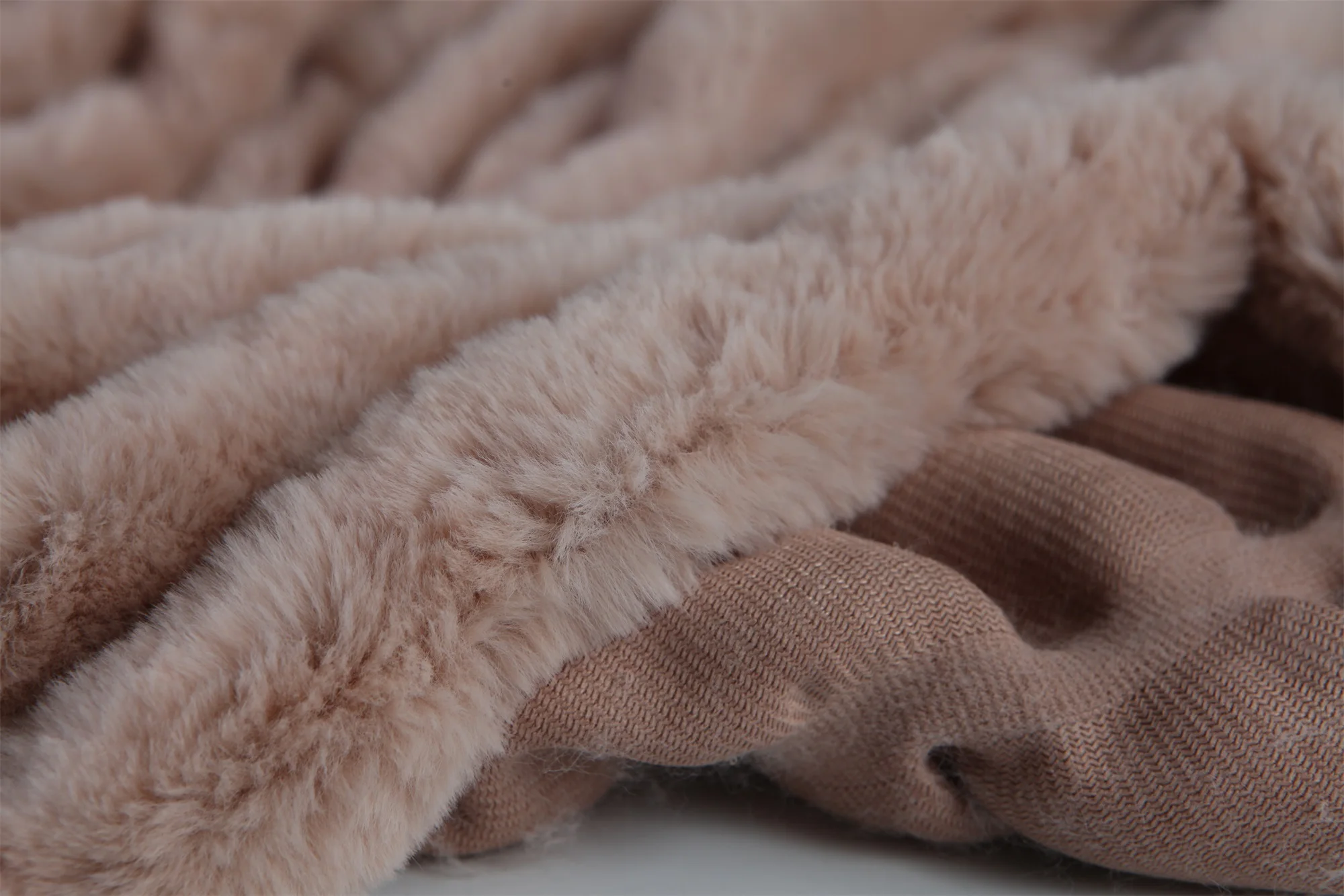 Factory Wholesale 100 Polyester Fleshcolored Spandex Rabbit Fur Plush