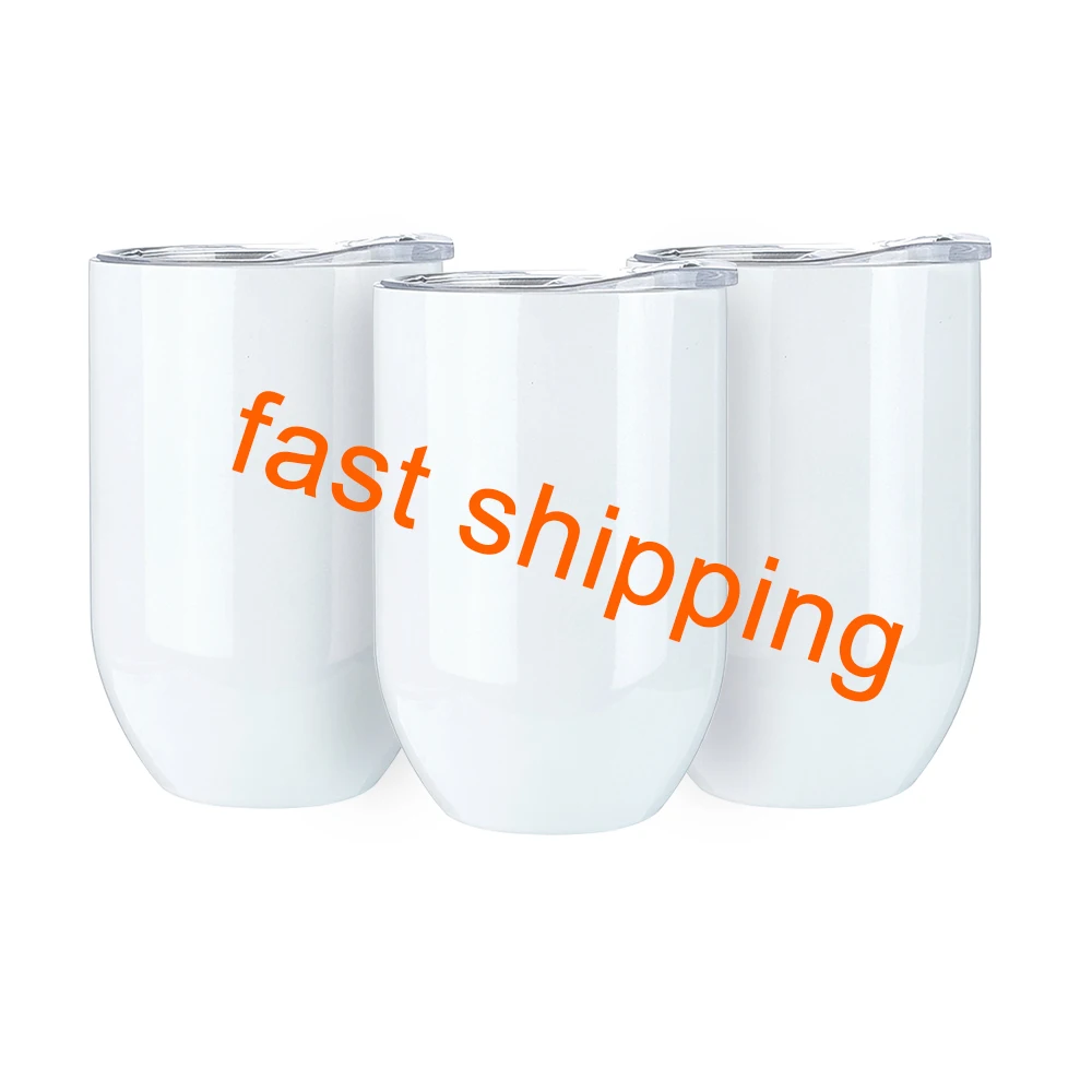 

Ready to Ship stainless steel egg shape wine white blank sublimation coffee mug cup 12 oz tumblers with lids, Customized color