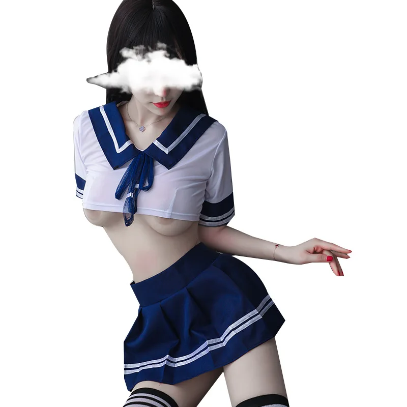 

Women Sexy Cosplay Lingerie Student Uniform school girl Ladies Erotic Costume Babydoll Dress Women Lace Miniskirt Outfit, Picture