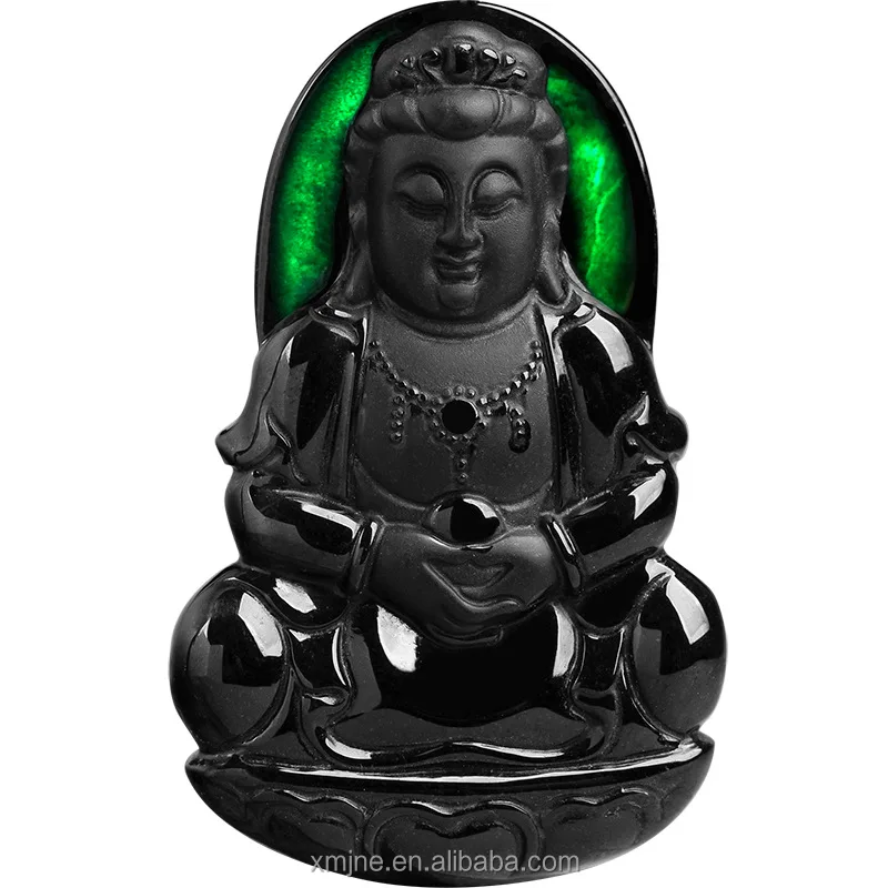 

Certified Grade A Natural Ink Jade Jadeite Ink Jade Guanyin Bodhisattva Ice Jade Pendant Buddha Pendant Men And Women Jewelry