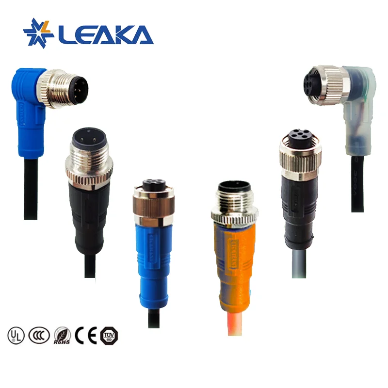 

Straight Right angle M12 3 4 5 8pin male female waterproof double head circular cambus cable shielded wire sensor connector