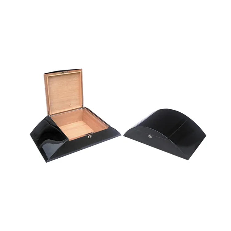 

Wholesale Square High Gloss Paint Wooden Cigar Cedar Wood Cigar Humidor Cigar Box, Black and accept custom color