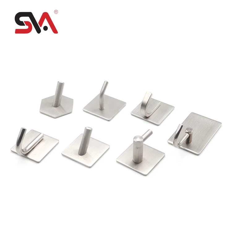 

Self Installation Square Single No Punch Stainless Steel Wall Mounted Hooks Shower Hotel Bathroom Towel Robe Cloth Hook Hanger, Silvery