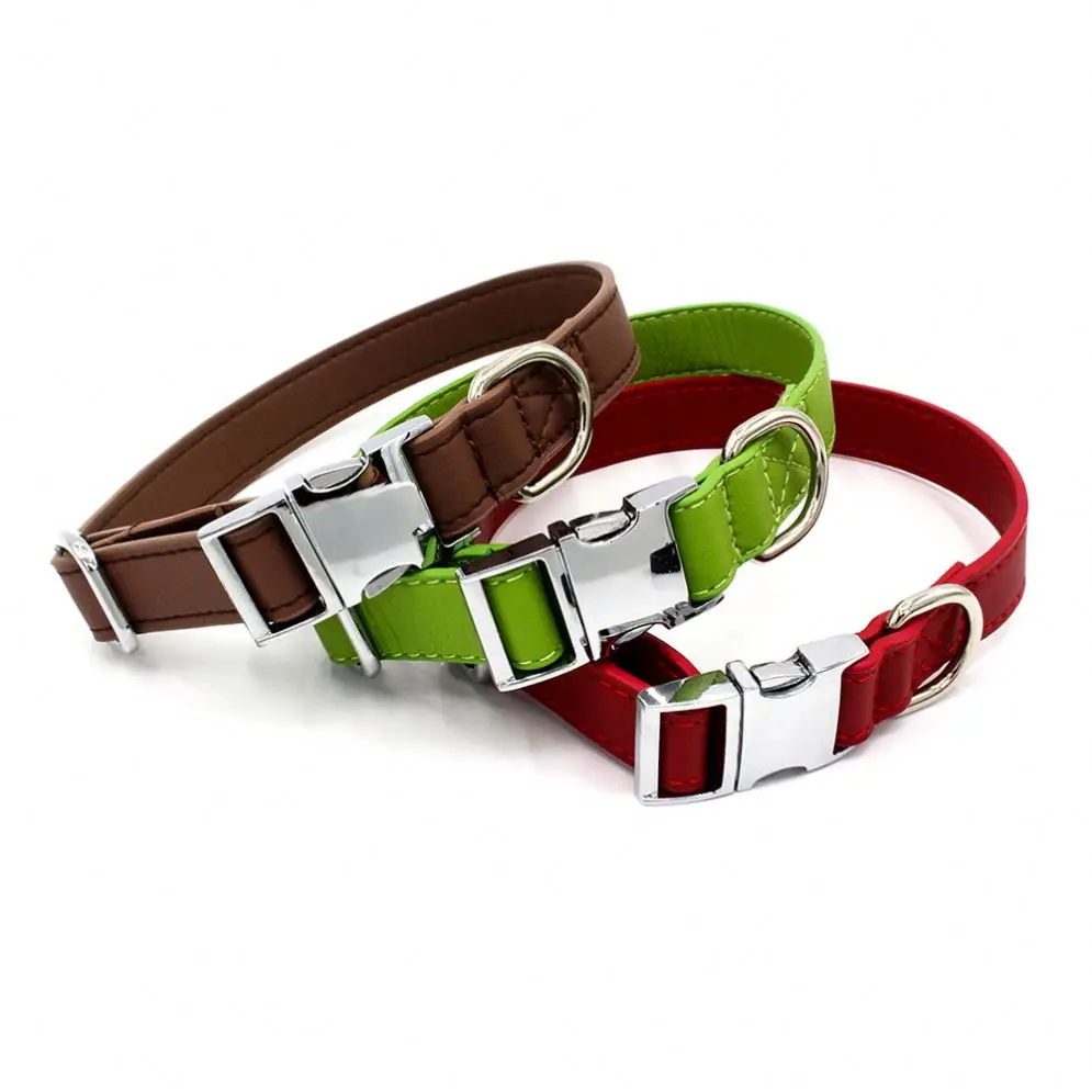 

Basic classic plain leather pet collar metal clasp pet collars for dogs cats and puppies, As picture