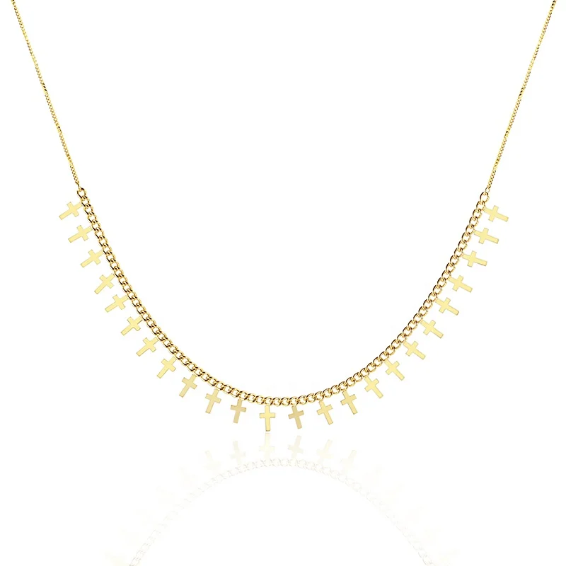 

Minimalist Jewelry Beautiful Romantic Cross Pendant Necklace Tassels Chain Necklace With Cross For Women, Silver/gold