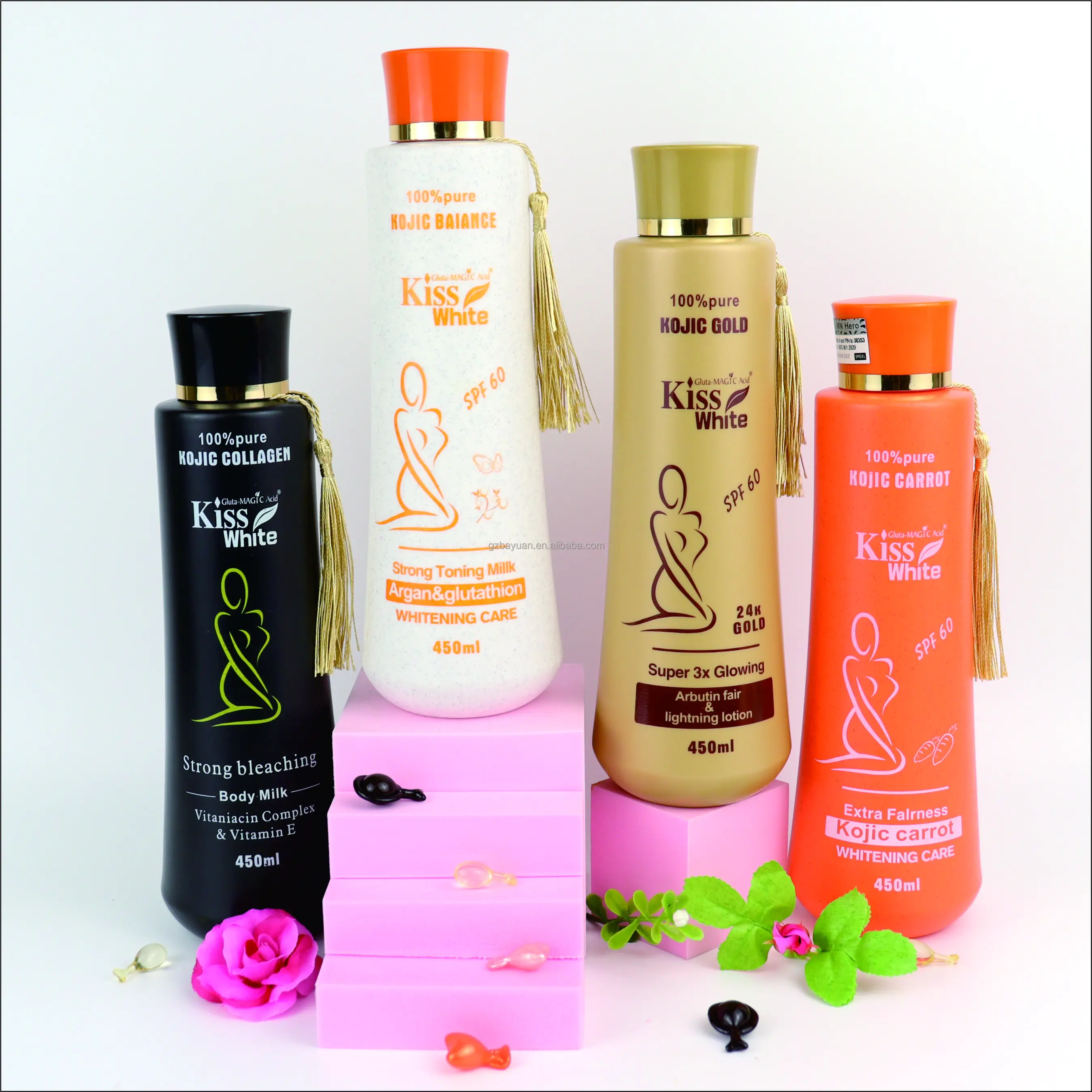 

Kiss White Private Label Body Cream Milk Brightening Kojic Collagen Carrot Glow Whitening Body Lotion For Black Skin