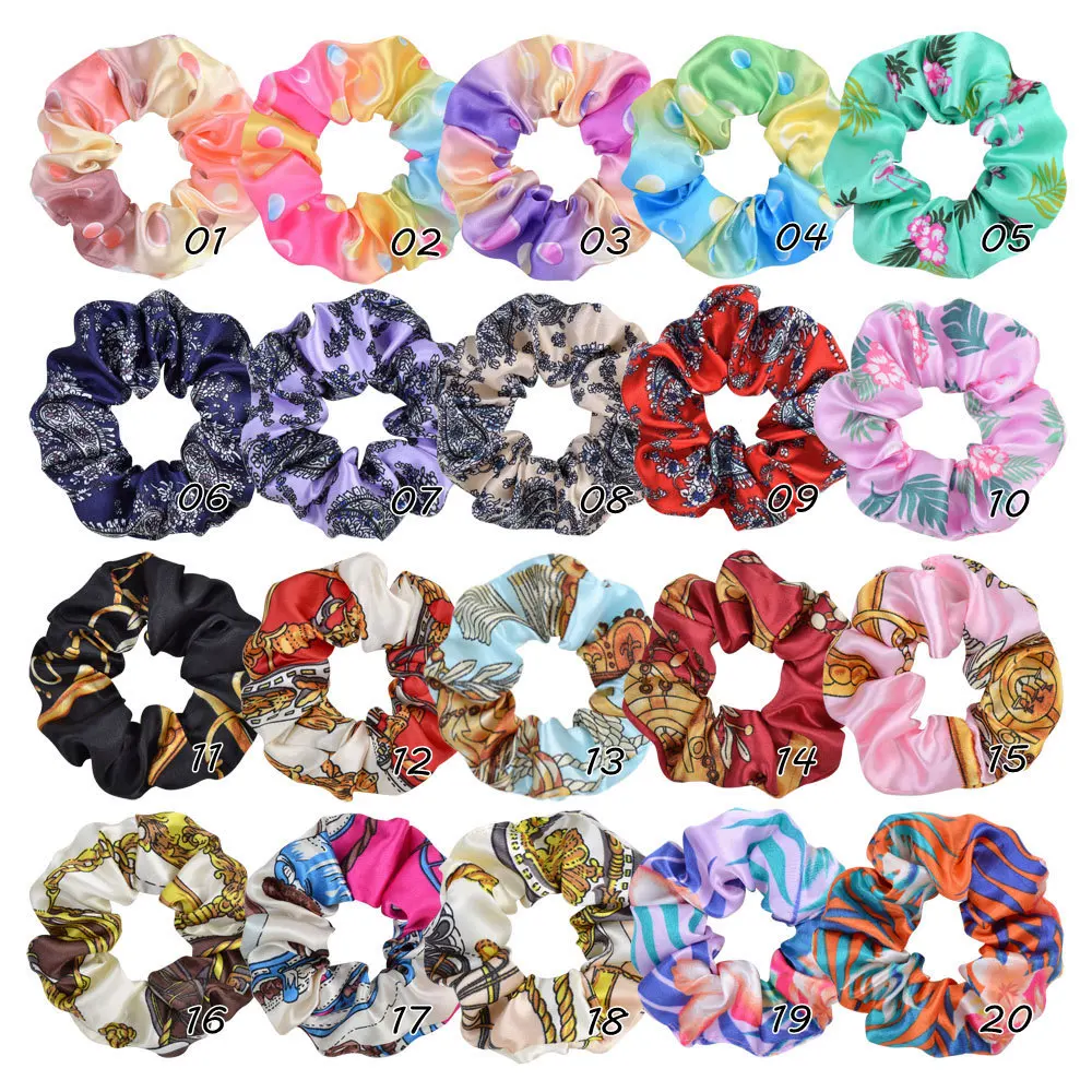 

Mia Free Shipping vintage print women satin scrunchie hair extension loop, Picture shows