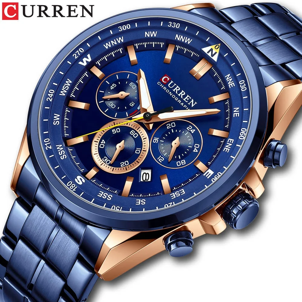 

Curren 8399 Famous Brands Quartz Watch Stainless Steel Luminous New Men Wristwatch Designer Watches