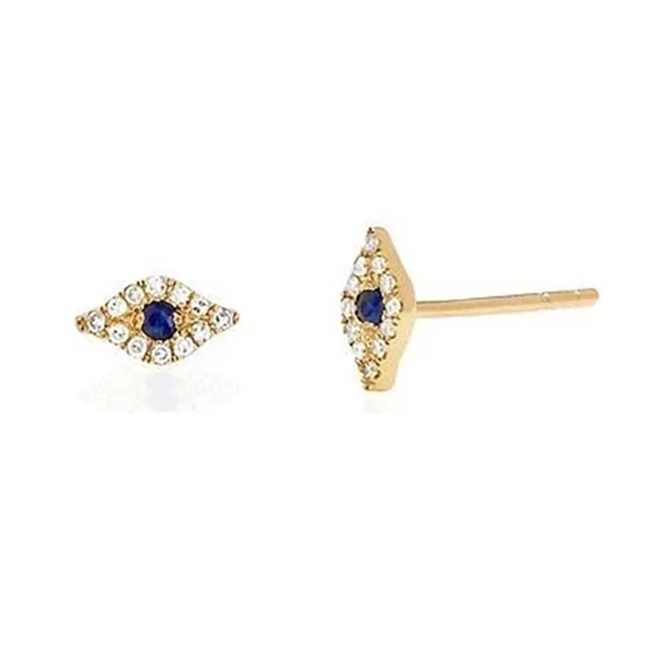 

2020 18k gold vermeil luxury jewelry trendy 925 sterling silver simple style blue eye earings for women party