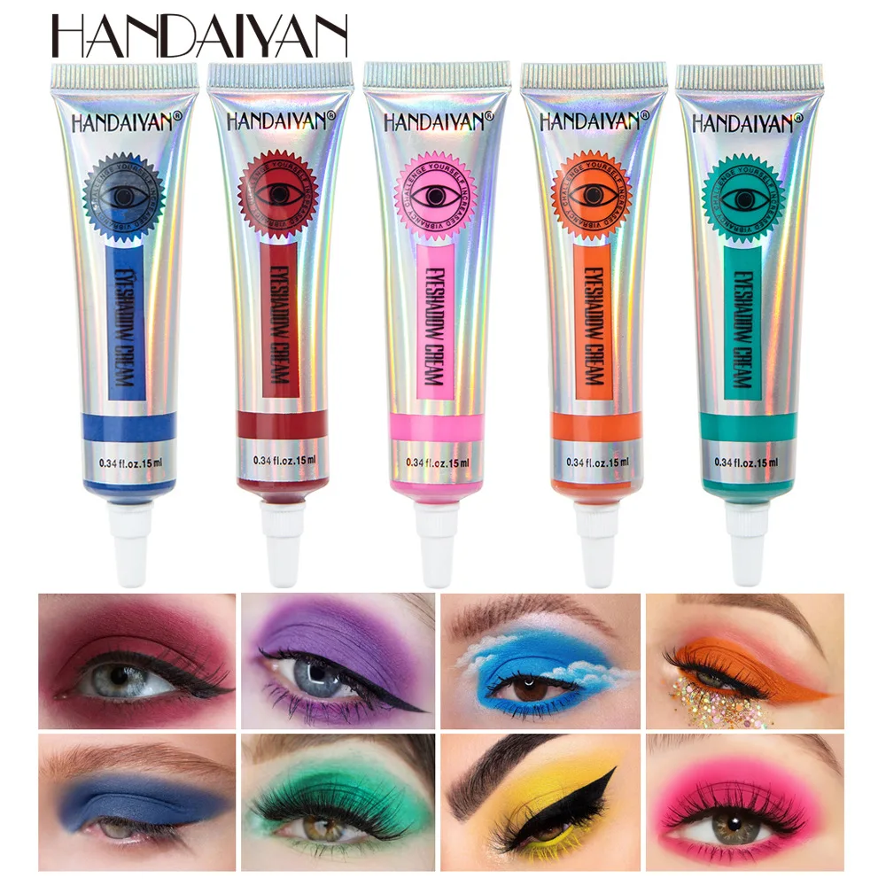 

HANDAIYAN 12 Colors New Eyeshadow High Pigment Easy to apply Yellow Green Blue Eye Shadow Dust Summer Matte Eyeshadow Cream