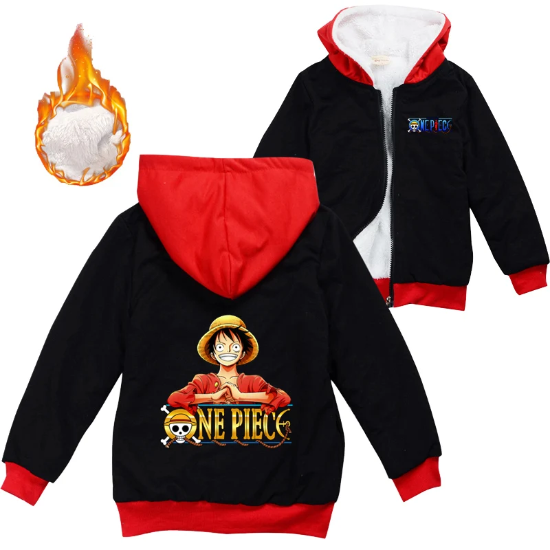 

2021 Winter Boys Clothing One Piece Print Zipper Hoodies Children's Coats Kids Plus Velvet Jackets, Picture showed