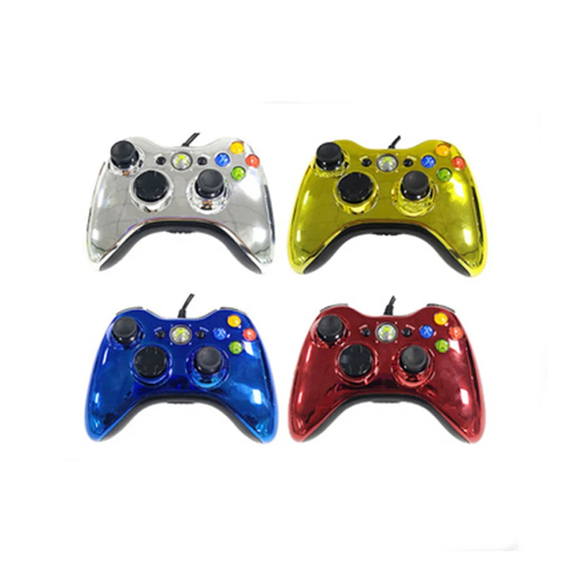 

Metallic Texture Controller For Xbox 360 Wired Joystick With Dual Vibration Rocker Game Joypad For Xbox 360 Gamepad, Blue,gold,silver,red