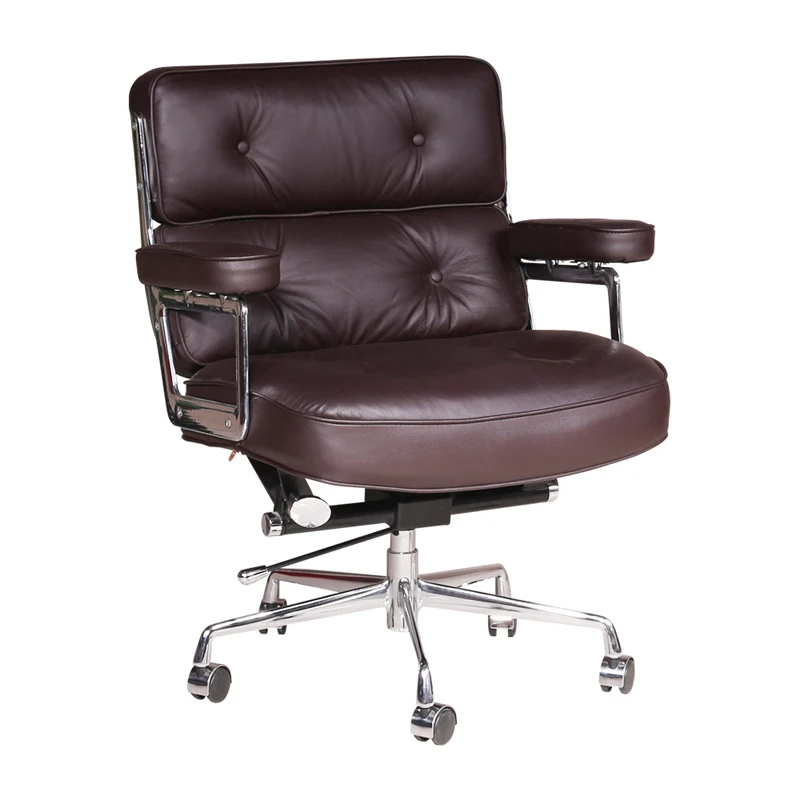 

1PCS USA free shipping Aluminum alloy frame leather swivel chair modern black cheap executive office lobby chairs